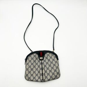 Gucci GG Supreme Web Stripe Navy Shoulder Bag Handbag